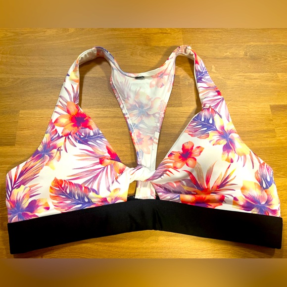 Victorias Secret Pink bralette twist keyhole white with pink tropical flowers - Picture 1 of 2